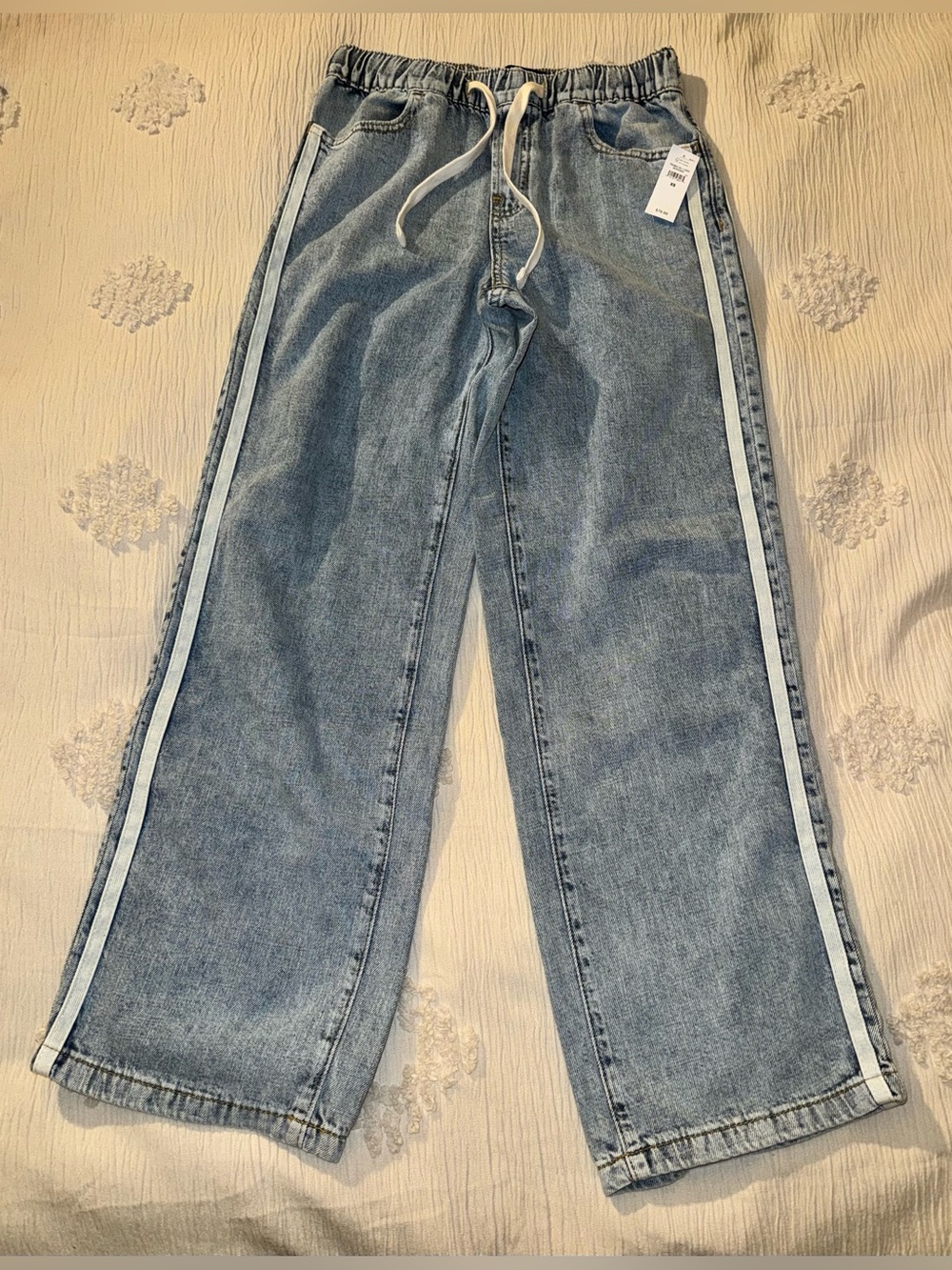 GAP High Rise Pull-On Stripe Wide-Leg Jeans NWT